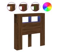 vidaXL Cabecero LED Madera ingeniería Roble marrón 100x18,5x103,5 cm
