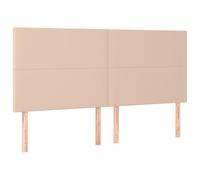 vidaXL Cabecero Luces LED Cabecero de Cama Cabezal Tapizado para Cama de Matrimonio Mueble Dormitorio Cuero Sintético Capuchino 200x5x118/128cm