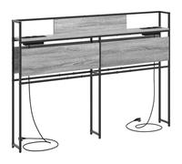 vidaXL Cabecero Moderno en Gris Sonoma, Hecho de Madera y Acero. Mide 150 cm y Tiene estantes de Almacenamiento amplios y una estación de Carga con Puertos USB y C Dormitorio, u