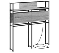vidaXL Cabecero Moderno Gris Sonoma de de 80 cm, Hecho de Madera aglomerada y Acero. Tiene Mucho Espacio de Almacenamiento y una estación de Carga con 2 Salidas de CA, Puertos USB y Patas antidesliz