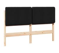 vidaXL Cabecero tapizado Marrón y Negro 160 cm Madera de Pino Macizo, Diseño de Dormitorio Moderno, cabecero Rectangular de Pino, Acento Minimalista, Mueble Elegante y Duradero