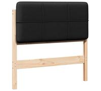 vidaXL Cabecero tapizado Marrón y Negro 80 cm Madera de Pino Macizo, Cabecera Rectangular tapizada Elegante, Piezas duraderas de Cama, Accesorio Moderno para tu hogar