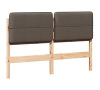 vidaXL Cabecero tapizado Marrón y Topo 150 cm Madera de Pino Macizo, Cabecera Rectangular tapizada Elegante, Piezas duraderas de Cama, Accesorio Moderno para tu hogar