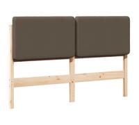 vidaXL Cabecero tapizado Marrón y Topo 160 cm Madera de Pino Macizo, Diseño de Dormitorio Moderno, cabecero Rectangular de Pino, Acento Minimalista, Mueble Elegante y Duradero