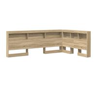 vidaXL Cabecero Tipo Libro Sonoma de en Roble, 120 x 200 cm. Diseño en L Que Ahorra Espacio, Estructura Resistente, estanterías amplias para Guardar Cosas, fácil de Limpiar y con un Estilo Minimalist