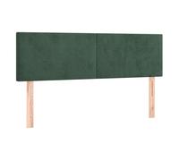 vidaXL 2X Cabeceros Cama Tapizado Antimancha Acolchado Protector Cubierto Elástico Prueba Polvo Dormitorio Terciopelo Verde Oscuro 72x5x78/88 cm