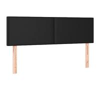 vidaXL 2X Cabeceros Cama Tapizado Antimancha Acolchado Protector Cubierto Elástico Prueba Polvo Funda Dormitorio Cuero Sintético Negro 72x5x78/88 cm