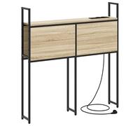 vidaXL Cabezal de Almacenamiento de 90cm en Roble Sonoma, Hecho de Madera Ingenierizada y Acero. Viene con Puertos de Carga, Tiene un diseño Amplio, es para Interiores y Cuenta con pies antideslizant