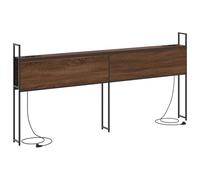 vidaXL Cabezal de Almacenamiento en Color marrón Roble, con Marco de Metal Negro. Mide 200 cm, Tiene un diseño Moderno y está Hecho de Madera ingeniería y Acero. Viene con Puertos de Carga Integrados