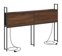 vidaXL Cabezal de Almacenamiento marrón Roble de 150 cm. Madera ingeniosa con Estructura metálica. Tiene estación de Carga integrada, con 2 Salidas de CA y 1 USB-C. Ideal para Uso Interior. Mobiliar