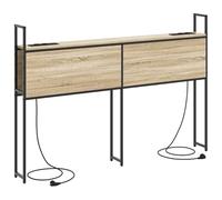 vidaXL Cabezal de Almacenamiento Moderno de Madera de Roble Sonoma de 140 cm, Hecho de Acero, con Puertos de Carga, Patas Antideslizantes, diseñado para Interiores, se Necesita ensamblar Entre Dos PE