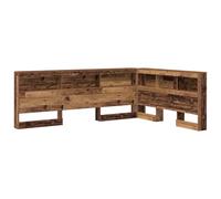 vidaXL Cabezal de Cama 150 x 200 cm, Madera Vieja, Diseño Minimalista en L, con Estantes y Gran Espacio de Almacenamiento, Solución de Sueño Compacta, Fácil de Limpiar y Montar, Incluye Destornillado