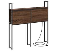 vidaXL Cabezal de estantería con un montón de Espacio para Guardar Cosas, en Madera de Roble marrón y Metal, Mide 100 cm. Tiene Puertos para enchufes, Patas Antideslizantes, se Necesita Que Dos Perso