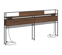 vidaXL Cabezal de estantería de 200 cm en Madera de Roble marrón y Metal. Incluye estantes Integrados, estación de Carga, 2 Salidas de CA, 1 USB-C, sujeción Segura a la Pared y Patas Antideslizantes