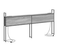 vidaXL Cabezal de estantería Grey Sonoma de 200 cm, con Mucho Espacio para Guardar Cosas, Marco de Acero, Puertos de Carga, Madera compuesta, Patas Antideslizantes, Estilo Moderno, Mueble para el dor