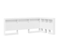 vidaXL Cabezal de Libro en Forma de L de, Blanco, 100 x 200 cm, de Madera MDF. Tiene Mucho Espacio de Almacenamiento, un diseño Minimalista, es autoportante, se Monta fácil y es de tableros melaminad