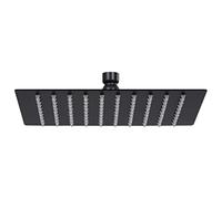 vidaXL Cabezal Ducha Efecto Lluvia Alcachofa Cuarto de Baño Accesorio Rociador Boquillas Giratoria Área Amplia Acero INOX Cuadrado Negro 20x20 cm