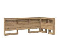 vidaXL Cabezal en L con estantería de Roble Artesanal, 90 x 190 cm. Tiene un diseño Minimalista, Mucho Espacio de Almacenamiento con estantes Integrados, es fácil de Limpiar y está pensado para aprov