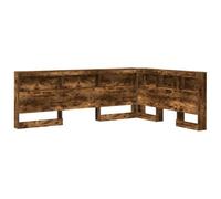 vidaXL Cabezal Estante en Forma de L de Roble Ahumado, 140 x 200 cm. Hecho de Madera ingenierizada. Amplios Espacios de Almacenamiento, autoportante y fácil de Montar. Solución Minimalista para el d