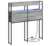 vidaXL Cabezal Moderno Dormitorio. Cama contemporánea con un diseño Elegante y un Marco de Almacenamiento. Incluye una mesita de Noche con función innovadora y Luces LED integrad