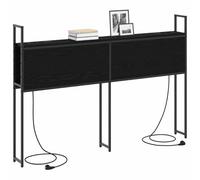 vidaXL Cabezal para Libros 160 cm en Negro y Roble, de Madera ingenierizada. Tiene un diseño Moderno, Amplio Almacenamiento y Puertos de Enchufe. Ideal para Dos Personas, Muebles de dor