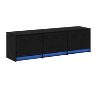 vidaXL Cabinet para TV con LED Roble Negro 140X34X40 cm Madera Elaborada | Iluminación Incorporada, Almacenamiento Amplio, Diseño Moderno, 3 Puertas con Bisagras, Soporta Pantallas de hasta 70 Pulgad