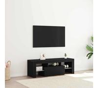 vidaXL Cabinet para TV Moderno de Roble Negro con iluminación LED USB y estanterías amplias | Almacenamiento Elegante para Sala de Estar con diseño Independiente Incluye 1 cajón y 2 estantes