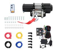 vidaXL Cabrestante Eléctrico 12 V Coche Barco Remolque Mando Distancia Guía Cables 4 Vías Gancho Correa Cuerda Sintética Placa Montaje Acero 2040 kg