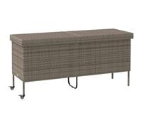 vidaXL Caja de almacenaje para jardín con ruedas ratán sintético gris 160x55x75 cm