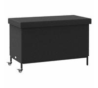 vidaXL Caja almacenaje jardín Ruedas ratán sintético Negro 110x55x73cm, Caja de Almacenamiento al Aire Libre, Almacenamiento de Cojines de jardín, Caja de Almacenamiento de Cojines