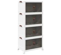 vidaXL Caja de almacenaje apilable con Ruedas 4niveles 75L 64x40x141,5cm, Caja de Almacenamiento, contenedor de Almacenamiento de Cocina, Caja de Almacenamiento de plástico