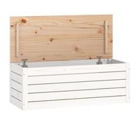 vidaXL Caja de Almacenaje Baúl Armario Tapa Cesto Cubo Ropa Zapatos Juguetes Cuarto Baño Sala de Estar Dormitorio Madera Maciza de Pino Blanco