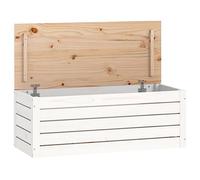 vidaXL Caja de Almacenaje Baúl Armario Tapa Cesto Cubo Ropa Zapatos Juguetes Cuarto Baño Sala de Estar Dormitorio Madera Maciza de Pino Blanco
