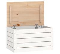 vidaXL Caja de Almacenaje Baúl Armario Tapa Cesto Cubo Ropa Zapatos Juguetes Cuarto Baño Sala de Estar Dormitorio Madera Maciza de Pino Blanco