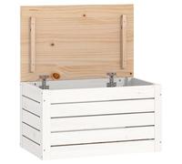 vidaXL Caja de Almacenaje Baúl Armario Tapa Cesto Cubo Ropa Zapatos Juguetes Cuarto Baño Sala de Estar Dormitorio Madera Maciza de Pino Blanco