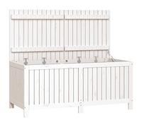 vidaXL Caja de Almacenaje, Baúl de Herramientas y Mantas, Caja Ordenadora, Arcón para Jardín Patio Terraza, Madera de Pino Blanco 147x68x64 cm