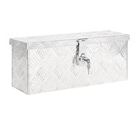 vidaXL Caja de Almacenaje Baúl Herramientas Decoración Adorno Conejo Salón Sala Parque Roedores Almacenamiento Remolque Aluminio Plateado