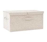 vidaXL Caja de Almacenaje, Caja Plegable, Cofre Organizador de Ropa Bufandas Juguetes, Contenedor para Armario Estantería, Tela Crema