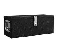 vidaXL Caja de Almacenaje Remolque Herramientas con Tapa Baúl Accesorio para Casa Coleccionables Organizador Garaje de Aluminio Negro