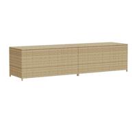 vidaXL Caja de Almacenaje de Jardín, Cofre de Almacenaje, Asiento Banco Exterior, Baúl para Juguetes Patio, Ratán Sintético Beige Mezcla