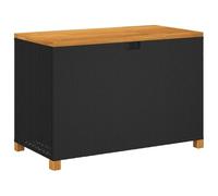 Caja De Almacenaje Jardín Madera Acacia Ratán Negro 110x55x63cm Vidaxl
