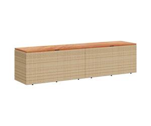 vidaXL Caja de Almacenaje de Jardín, Cofre de Almacenaje, Asiento Banco Exterior, Baúl para Juguetes Patio, Madera Acacia Ratán Beige