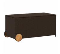 vidaXL Caja de Almacenaje de Jardín con Ruedas, Cofre de Almacenaje, Asiento Banco Exterior, Baúl para Juguetes, Ratán PE Marrón 190L