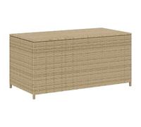 vidaXL Caja de Almacenaje de Jardín, Cofre de Almacenaje, Asiento Banco Exterior, Baúl para Juguetes Patio, Ratán Sintético Beige Mezcla