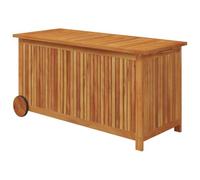 vidaXL Caja de almacenaje de jardín ruedas acacia maciza 113x50x58 cm
