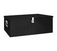vidaXL Caja de Almacenaje Herramienta Vehículo Accesorio Coche Remolque Organizador Transporte Portátil Garaje Tapa de Aluminio Negro