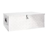 vidaXL Caja de Almacenaje Herramienta Vehículo Accesorio Remolque Coche Organizador Transporte Portátil Garaje Tapa de Aluminio Plateado
