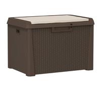 Vidaxl caja de almacenaje jardín con cojín de asiento pp marrón 125 l
