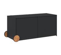 vidaXL Caja de Almacenaje de Jardín con Ruedas, Cofre de Almacenaje, Asiento Banco Exterior, Baúl para Juguetes, Ratán Sintético Negro 283L