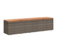 vidaXL Caja de almacenaje jardín madera acacia ratán gris 220x50x54cm